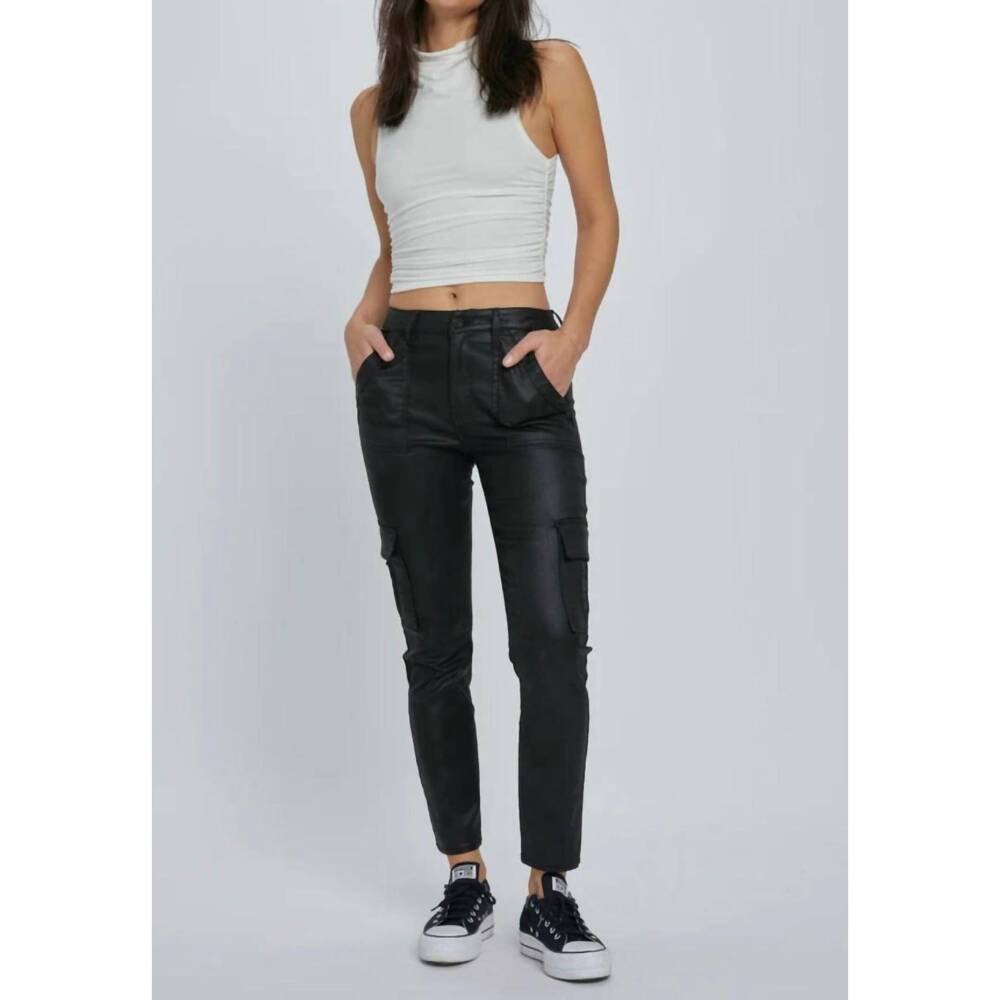 NEW HIDDEN quinn coated cargo cigarette jean in black